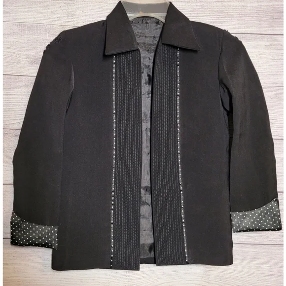 Women's Beautiful Evening Blazer Jacket Size XS Black Beaded
